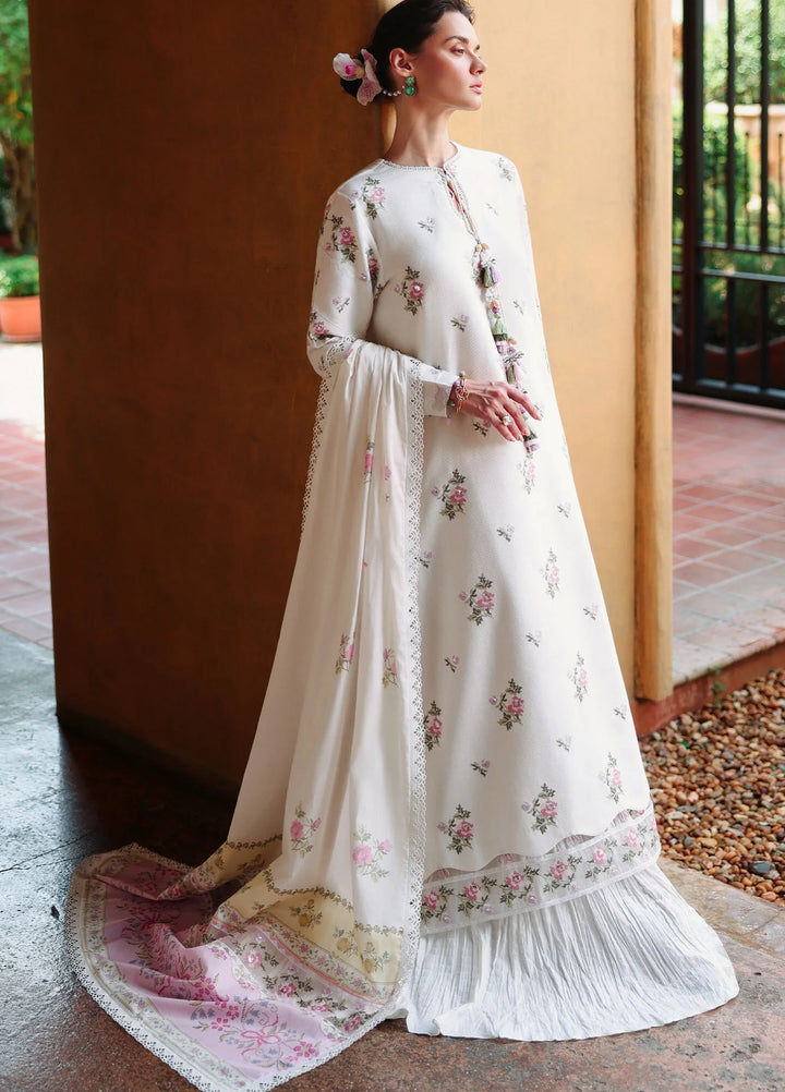 Cross Stitch Unstitched Embroidered Lawn 3 Piece Suit CS26ULE Garden Ivory - Eid Collection