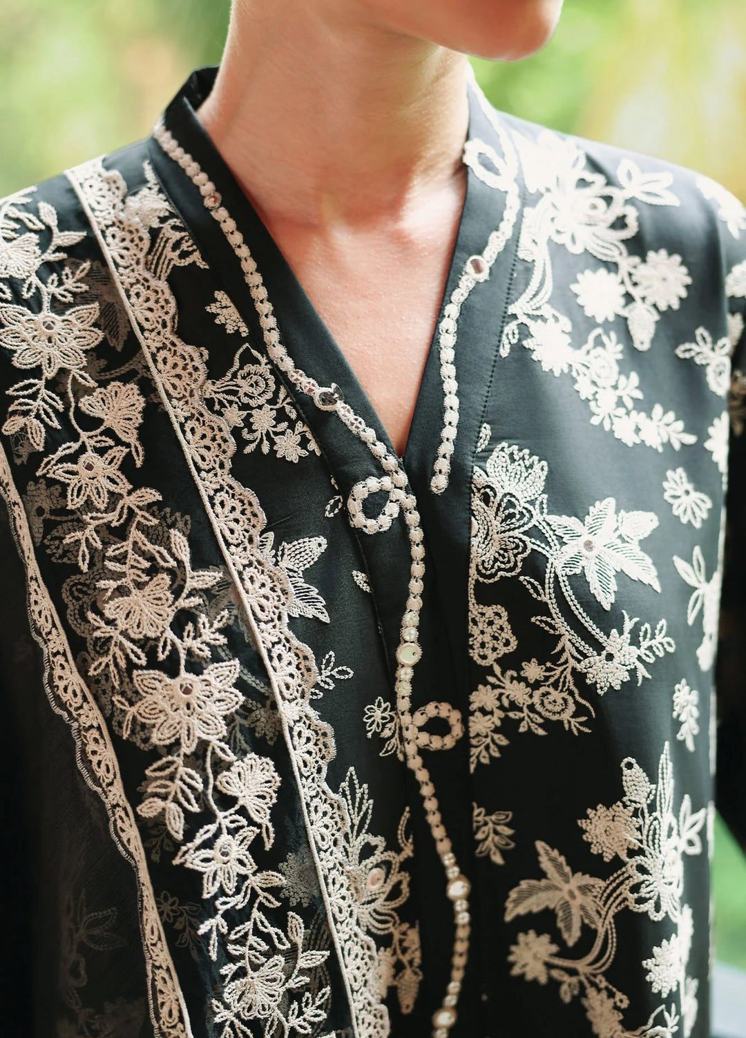 Cross Stitch Unstitched Embroidered Lawn 3 Piece Suit CS26ULE Obsidian Bloom - Eid Collection