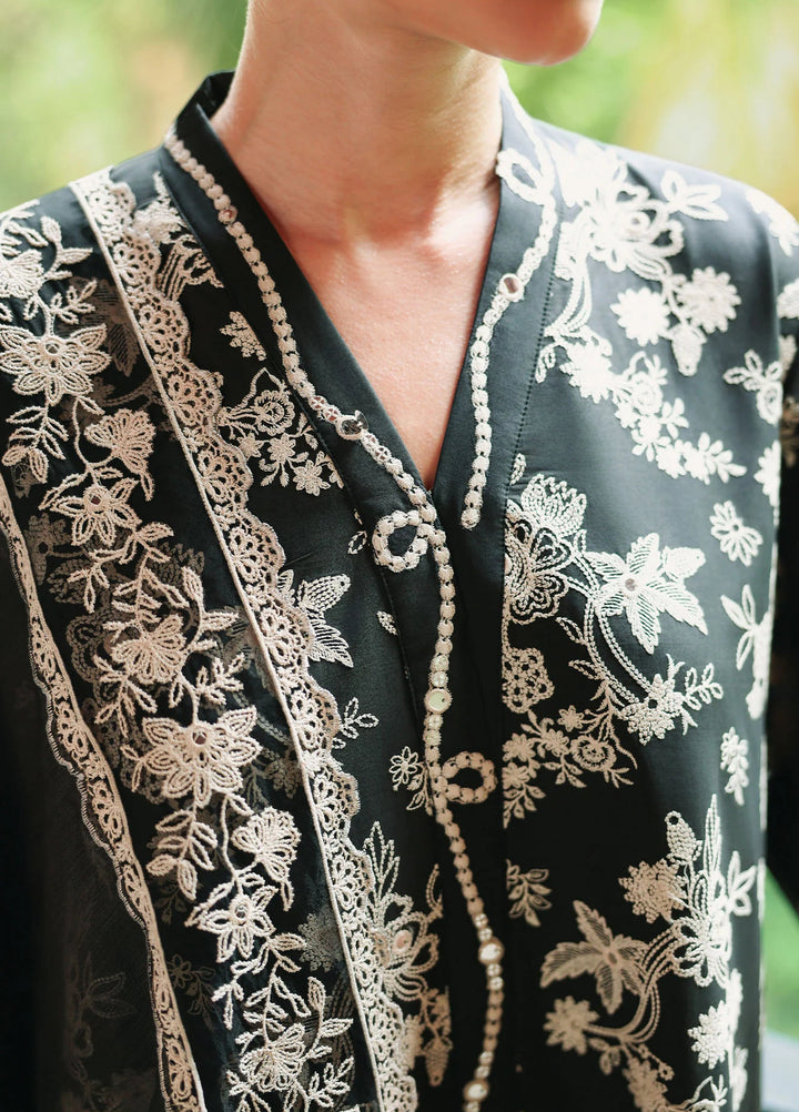 Cross Stitch Unstitched Embroidered Lawn 3 Piece Suit CS26ULE Obsidian Bloom - Eid Collection