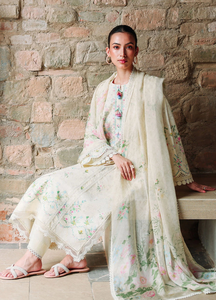 Cross Stitch Unstitched Embroidered Lawn 3 Piece Suit CS26ULE Tropic Mist - Eid Collection