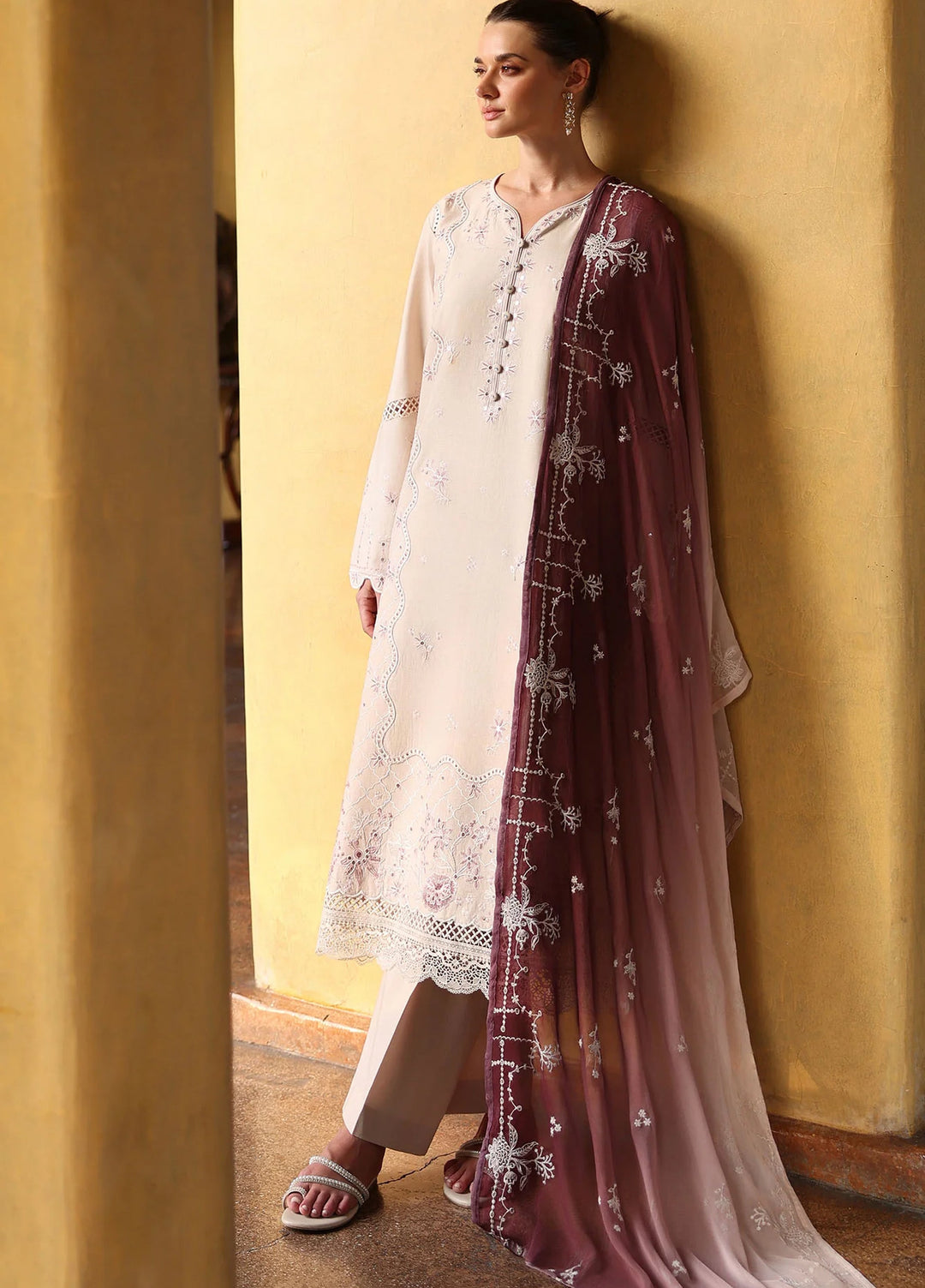 Cross Stitch Unstitched Embroidered Lawn 3 Piece Suit CS26ULE Sand Dune - Eid Collection