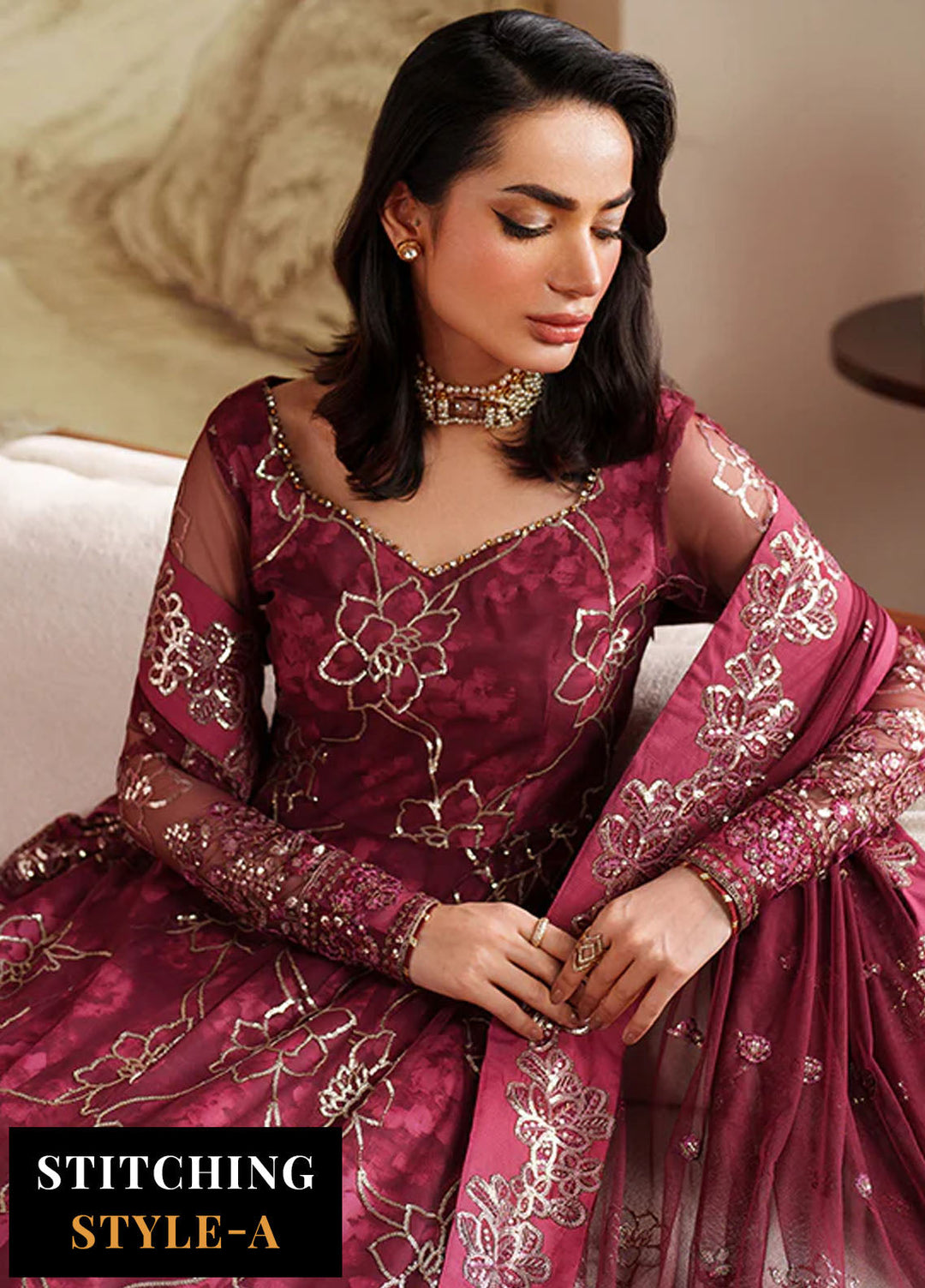 Zarif Embroidered Net Suits Unstitched 3 Piece ZAF25ZU ZRF-ZPE-07 Falek - Formals Collection
