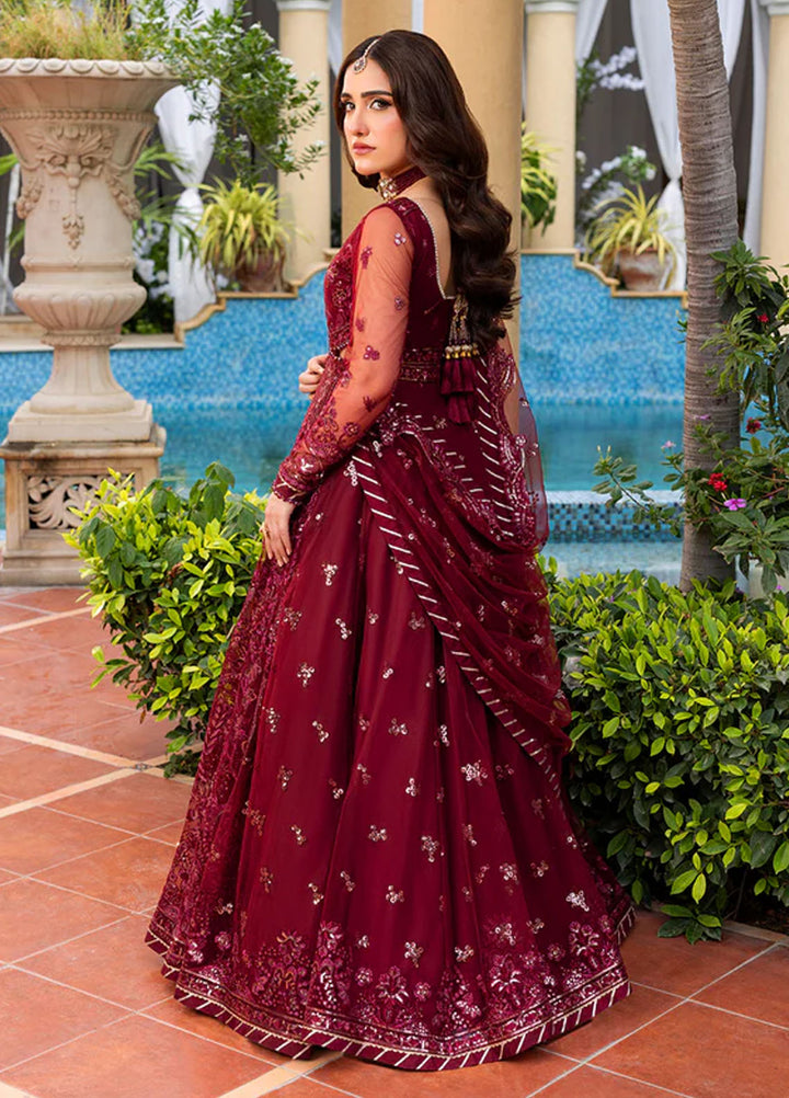 Haye Dil by Sahane Embroidered Net Suits Unstitched 4 Piece SNE25HD CT 29009 Crimson HeartBeat - Formals Collection