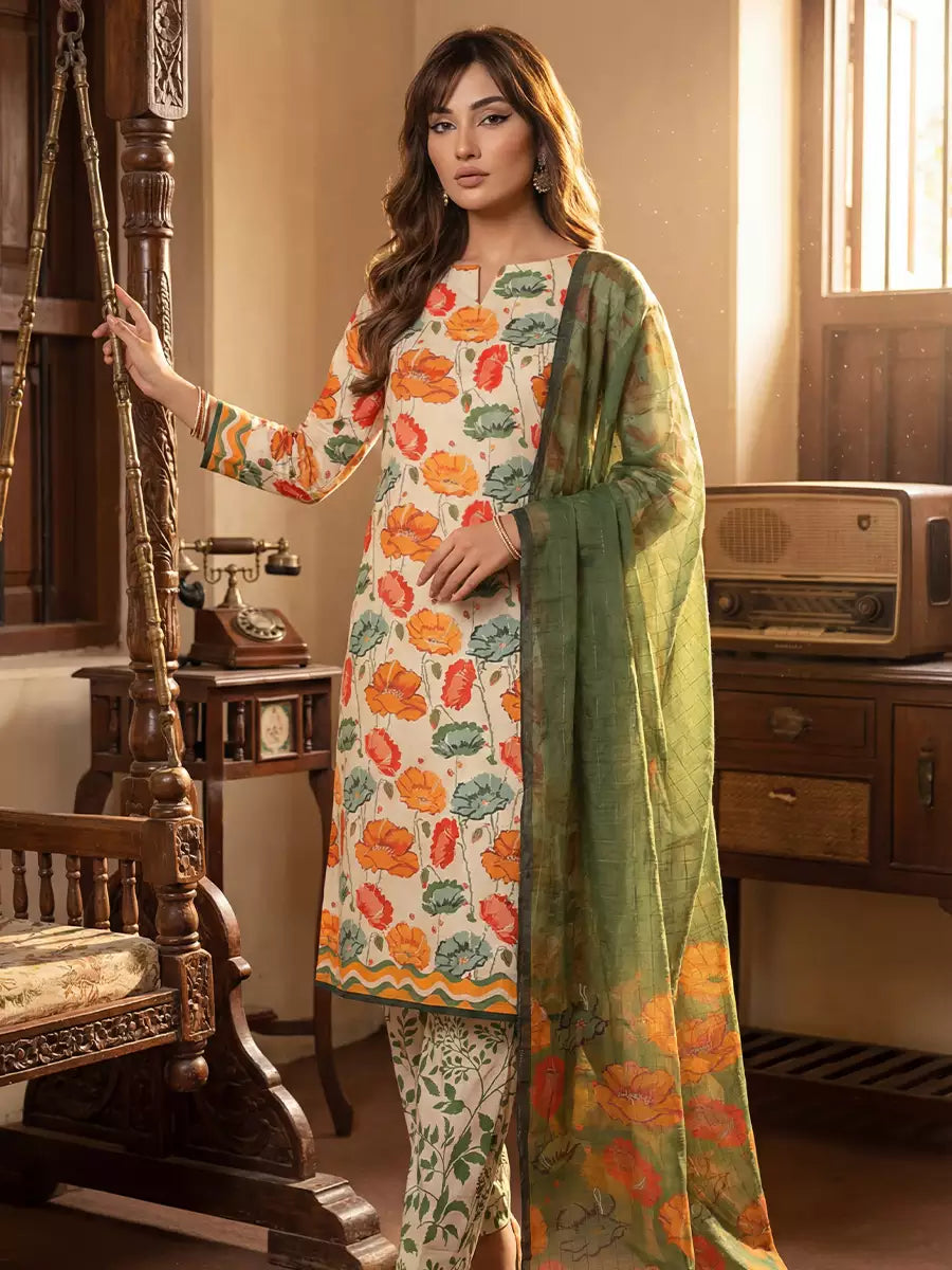 Salitex Unstitched Printed Lawn Silk 3 Piece Suit SUNS7ASI379 - Casual Collection