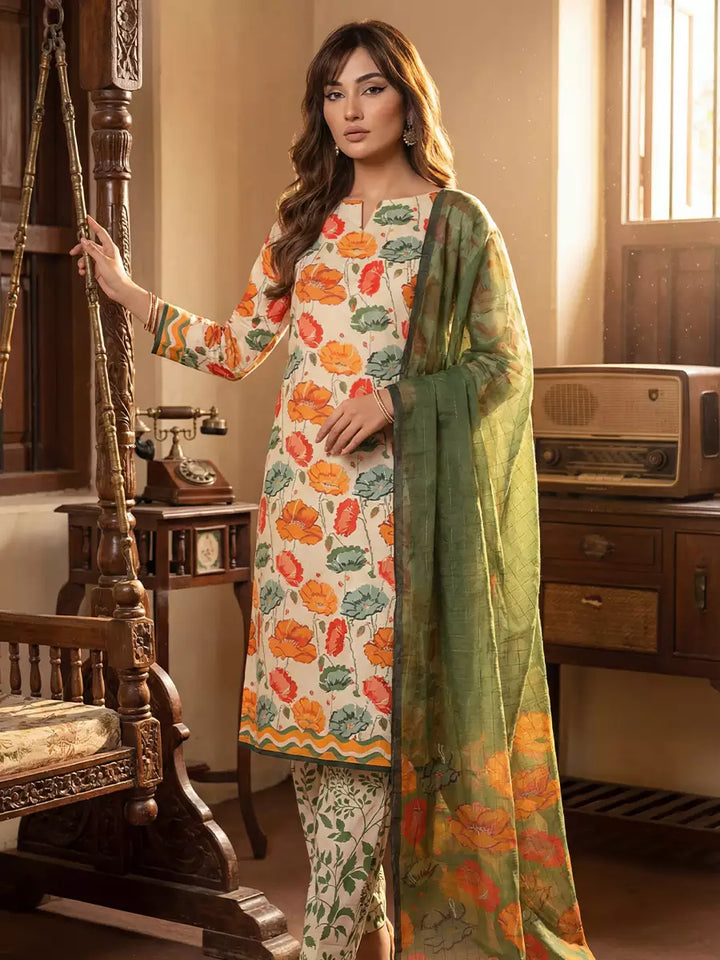 Salitex Unstitched Printed Lawn Silk 3 Piece Suit SUNS7ASI379 - Casual Collection