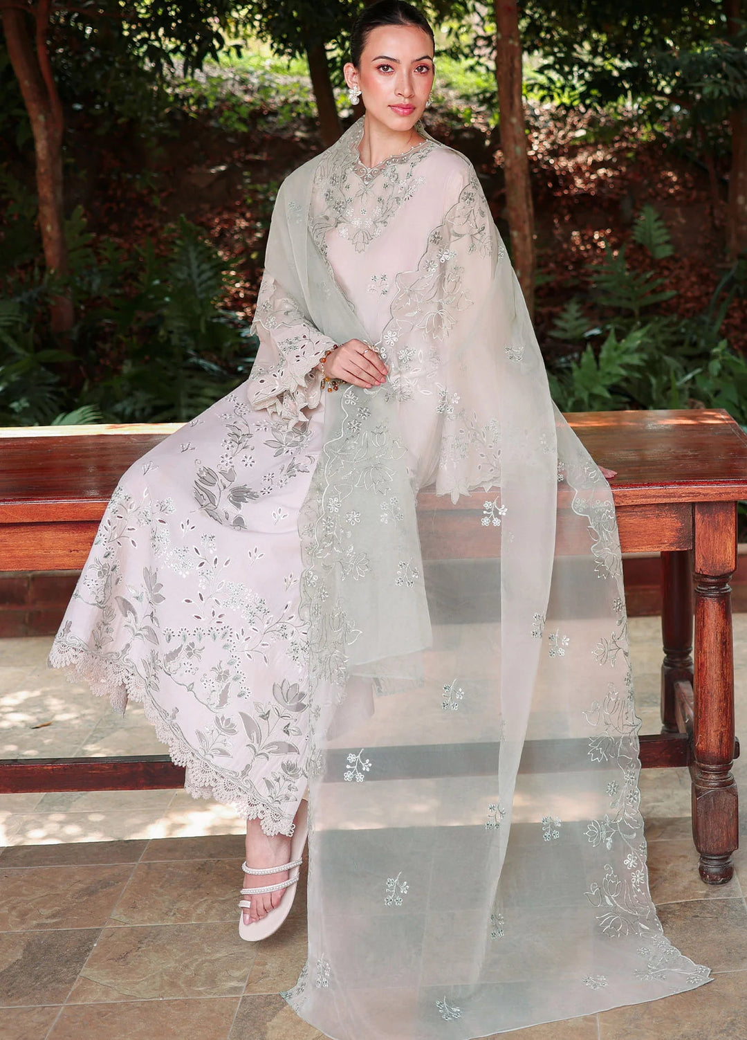 Cross Stitch Unstitched Embroidered Lawn 3 Piece Suit CS26ULE Pearl Sage - Eid Collection