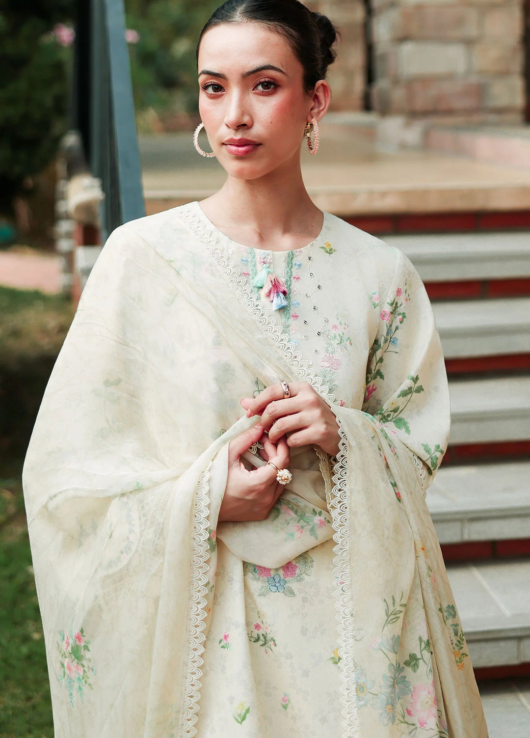 Cross Stitch Unstitched Embroidered Lawn 3 Piece Suit CS26ULE Tropic Mist - Eid Collection