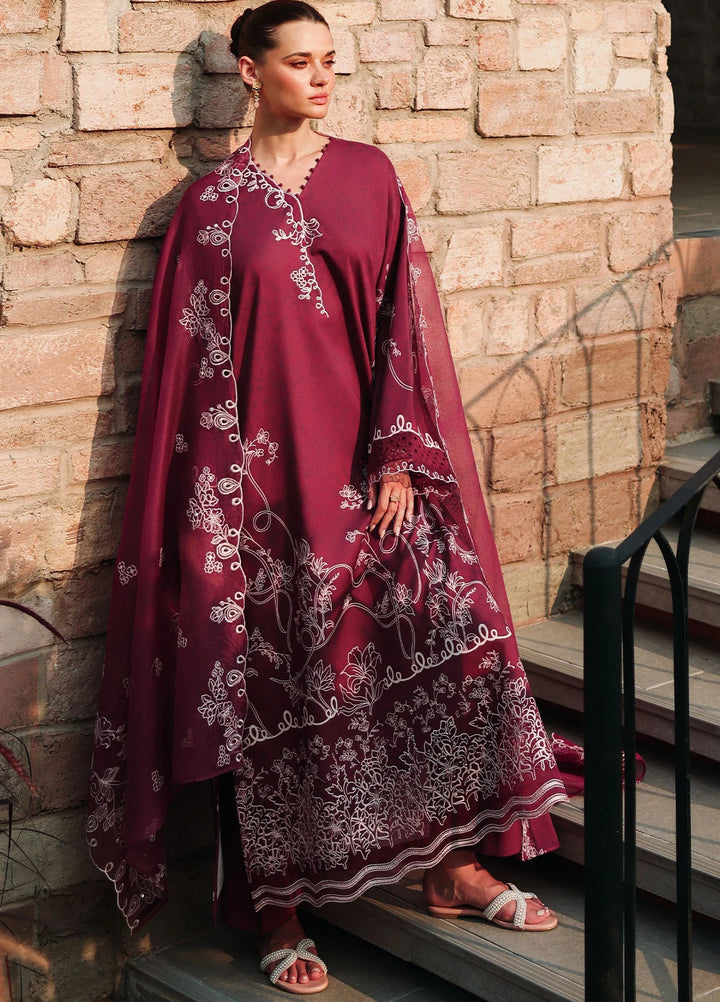 Cross Stitch Unstitched Embroidered Lawn 3 Piece Suit CS26ULE Plum Essence - Eid Collection