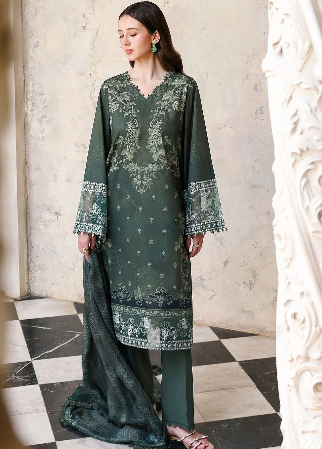 Cross Stitch Unstitched Embroidered Lawn 3 Piece Suit CS26ULE Forest Muse - Eid Collection