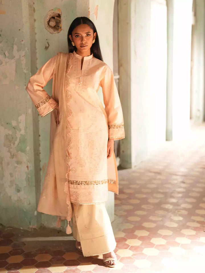 Salitex Unstitched Embroidered Cotton Net 3 Piece Suit SUNW7JI102UT - Eid Collection