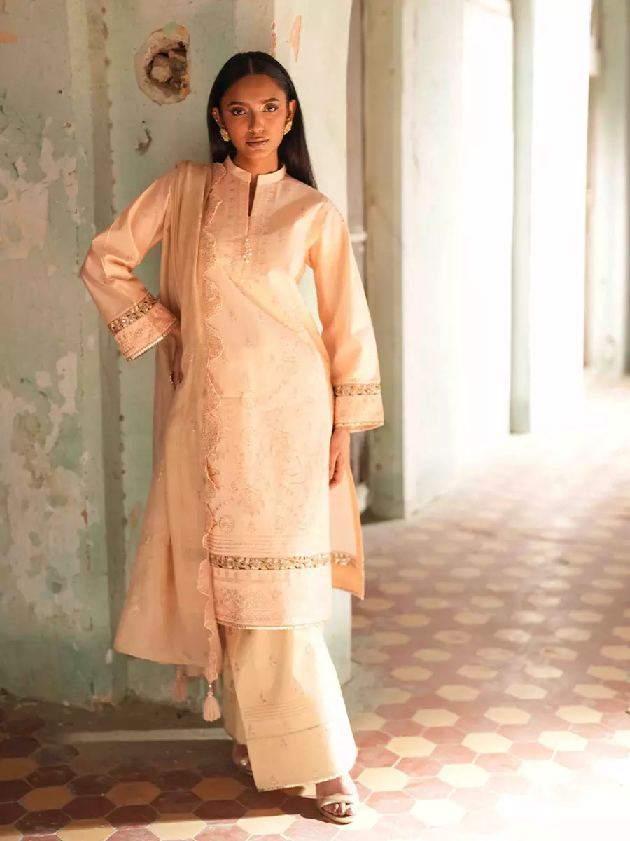 Salitex Unstitched Embroidered Cotton Net 3 Piece Suit SUNW7JI102UT - Eid Collection