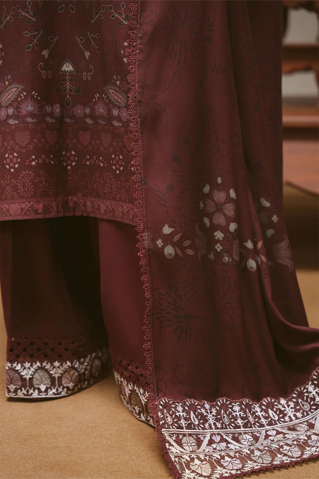 Cross Stitch Unstitched Printed Marina 3 Piece Suit CS26UW Tera Threads - Winter Collection