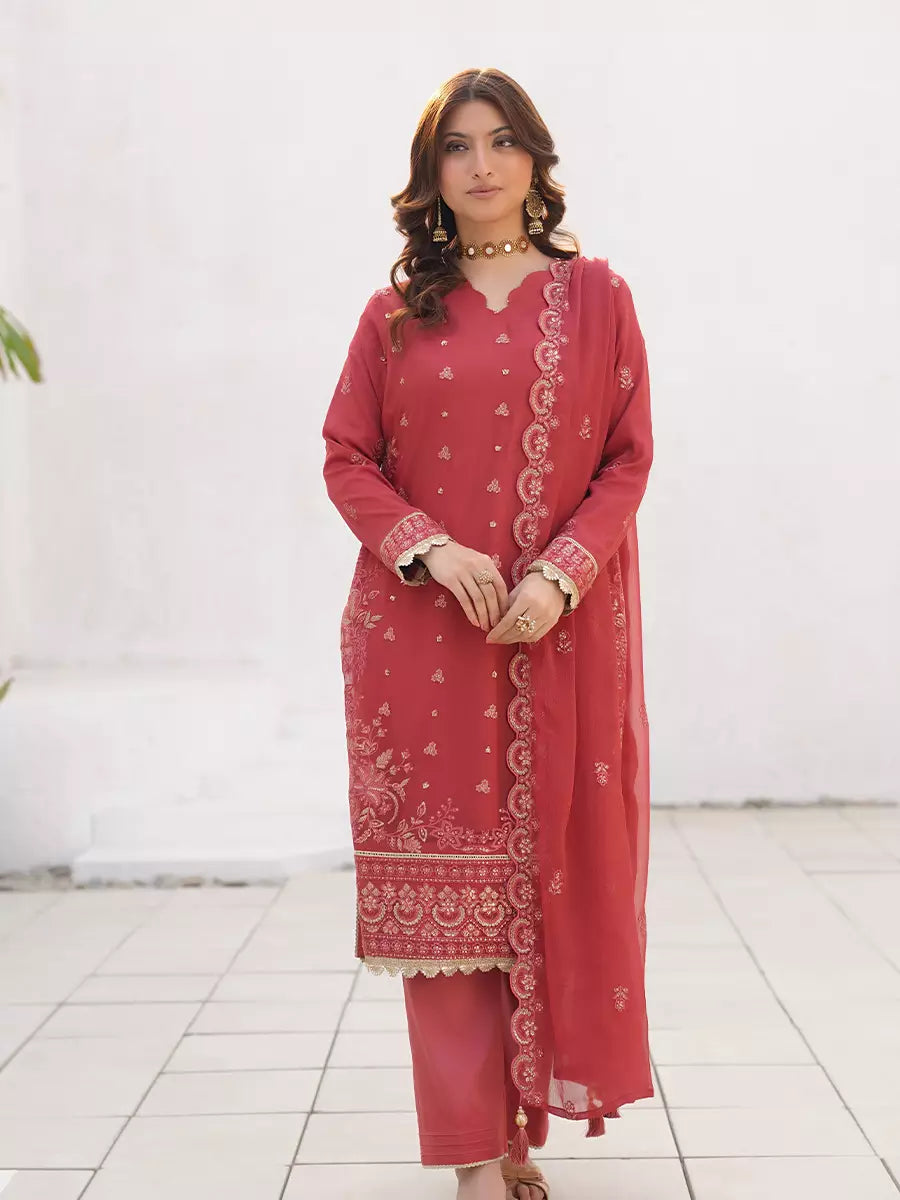Salitex Unstitched Embroidered Chiffon 3 Piece Suit SUNW7CH109 - Festive Collection