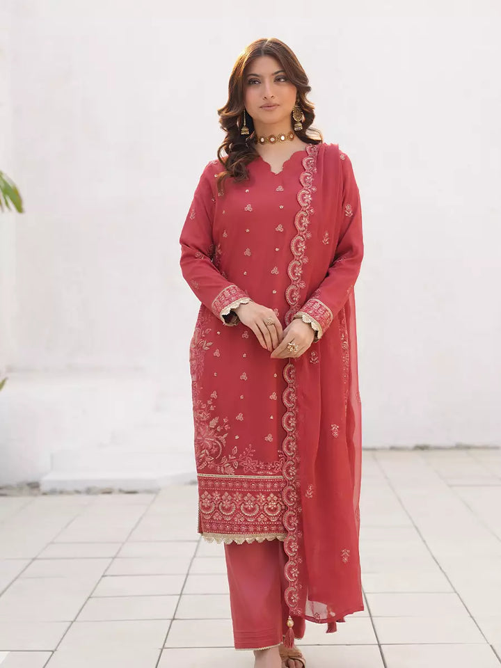Salitex Unstitched Embroidered Chiffon 3 Piece Suit SUNW7CH109 - Festive Collection