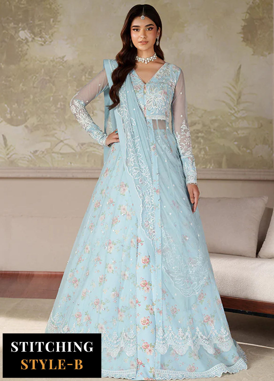 Zarif Embroidered Net Suits Unstitched 3 Piece ZR25UF ZRF-ZPE-02 Aroosh - Formals Collection