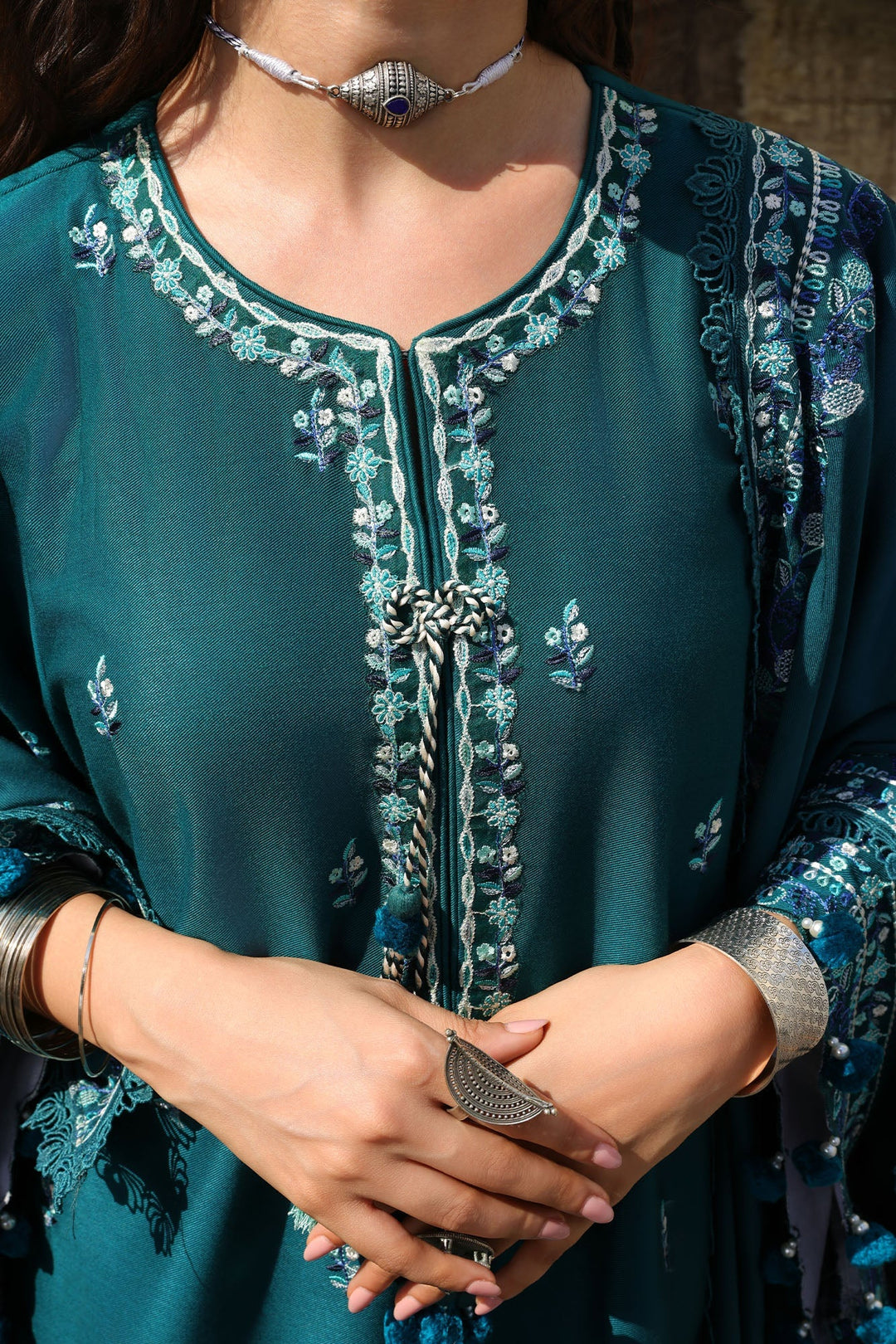 Cross Stitch Unstitched Embroidered Marina 3 Piece Suit CS26UW Indigo Muse - Winter Collection