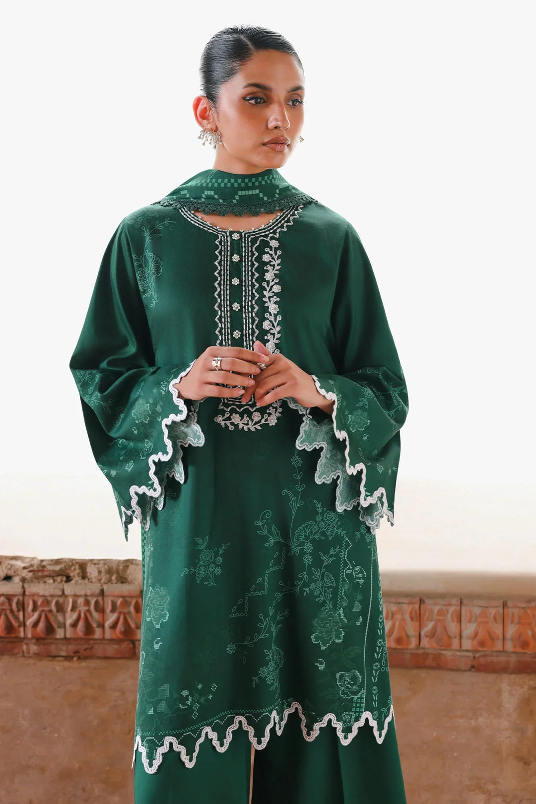 Cross Stitch Unstitched Embroidered Cotton Satin 3 Piece Suit CS26UCS Garnet Grace - Winter Collection