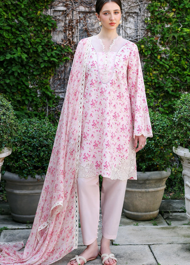 Cross Stitch Unstitched Embroidered Lawn 3 Piece Suit CS26ULE Peach Sprinkle - Eid Collection