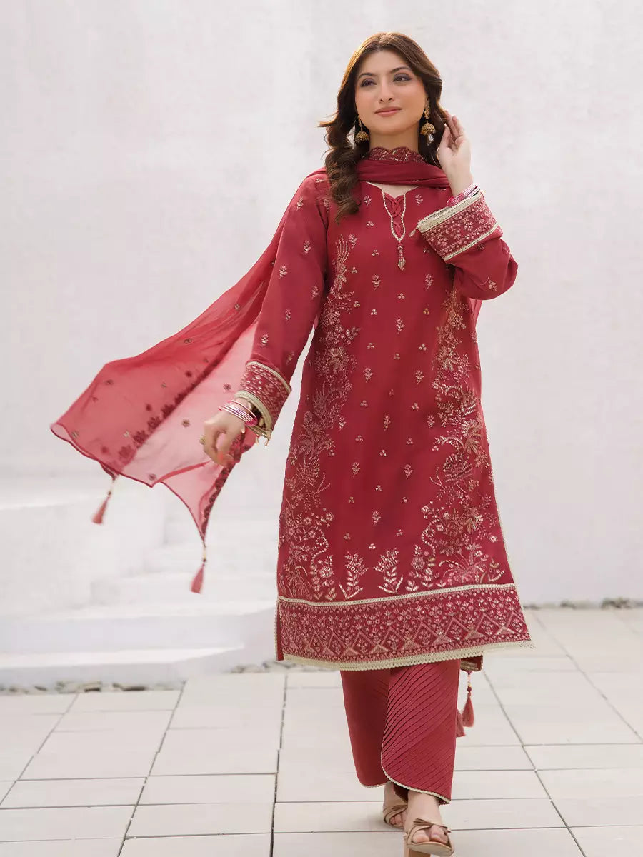 Salitex Unstitched Embroidered Chiffon 3 Piece Suit SUNW7CH110 - Festive Collection