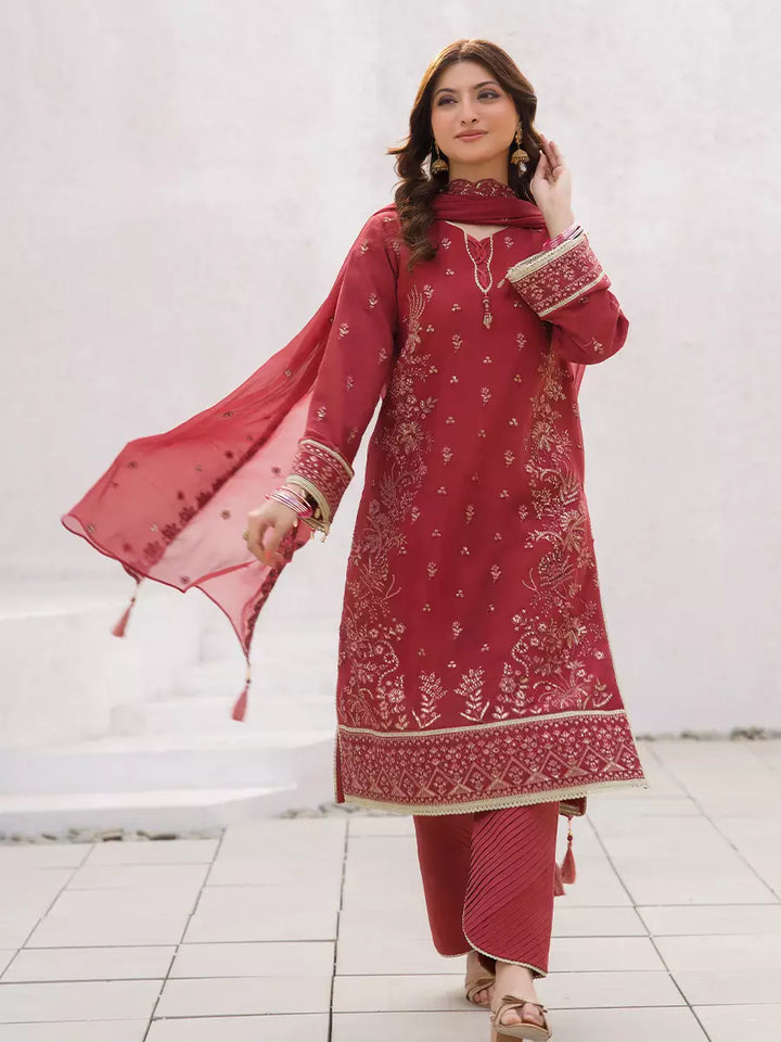 Salitex Unstitched Embroidered Chiffon 3 Piece Suit SUNW7CH110 - Festive Collection