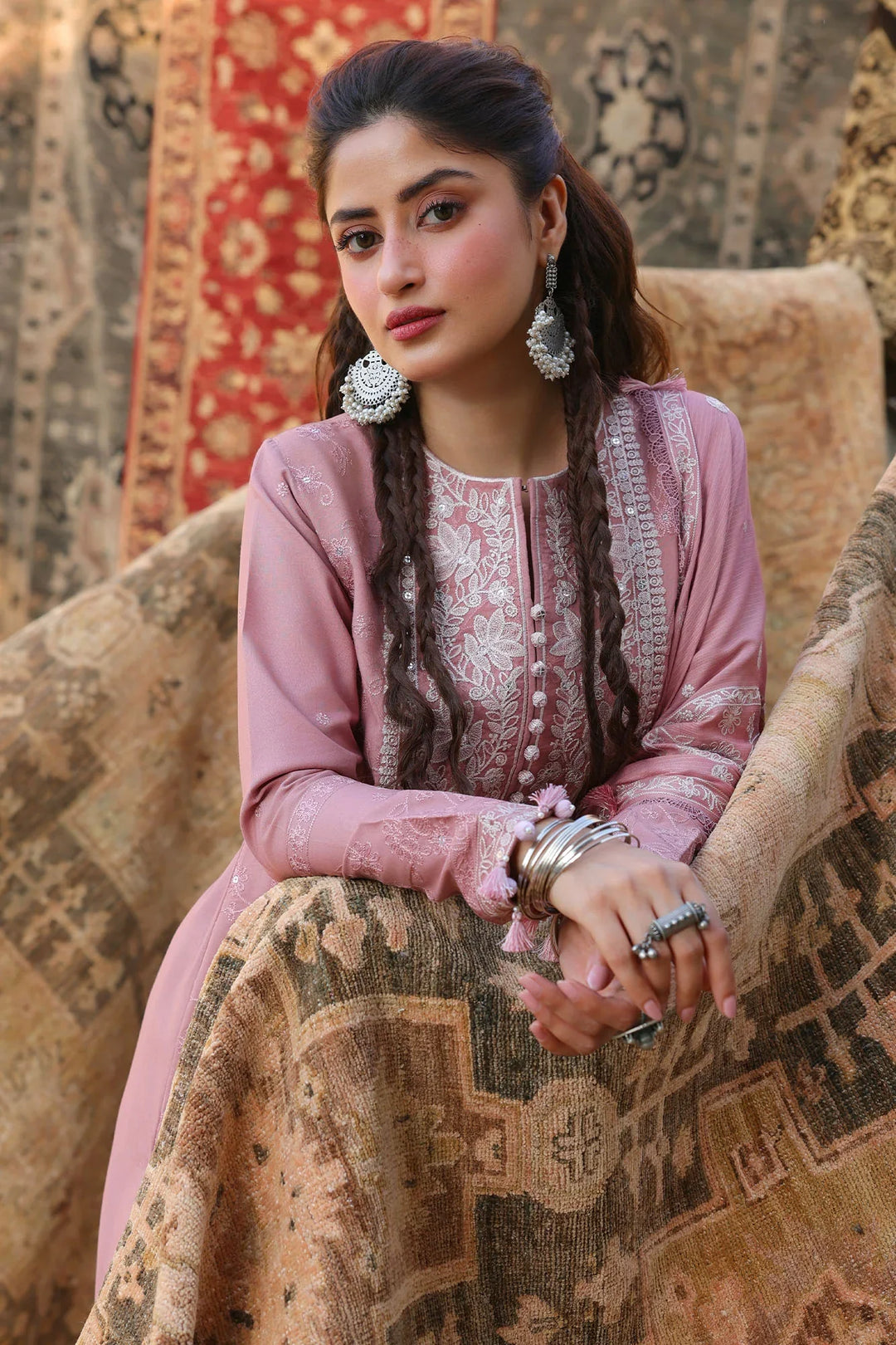 Cross Stitch Unstitched Embroidered Linen 3 Piece Suit CS26UW Rose Melody - Winter Collection