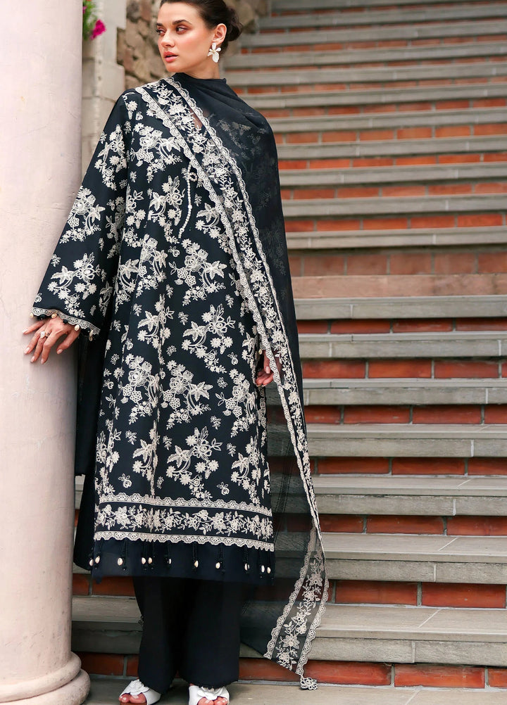 Cross Stitch Unstitched Embroidered Lawn 3 Piece Suit CS26ULE Obsidian Bloom - Eid Collection