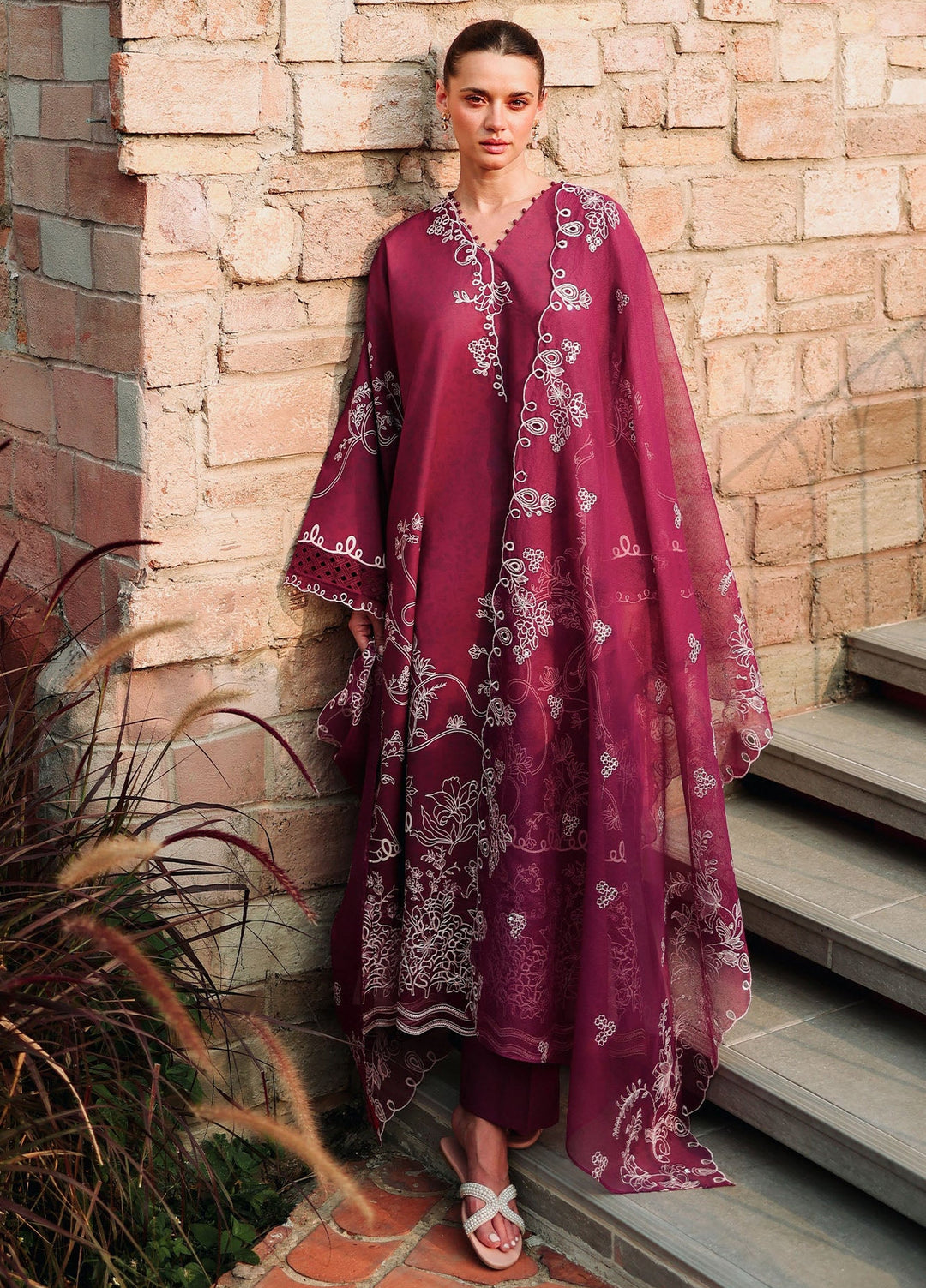 Cross Stitch Unstitched Embroidered Lawn 3 Piece Suit CS26ULE Plum Essence - Eid Collection