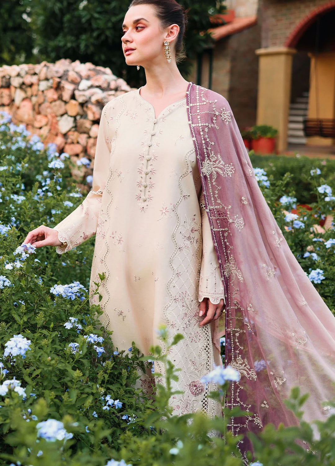 Cross Stitch Unstitched Embroidered Lawn 3 Piece Suit CS26ULE Sand Dune - Eid Collection