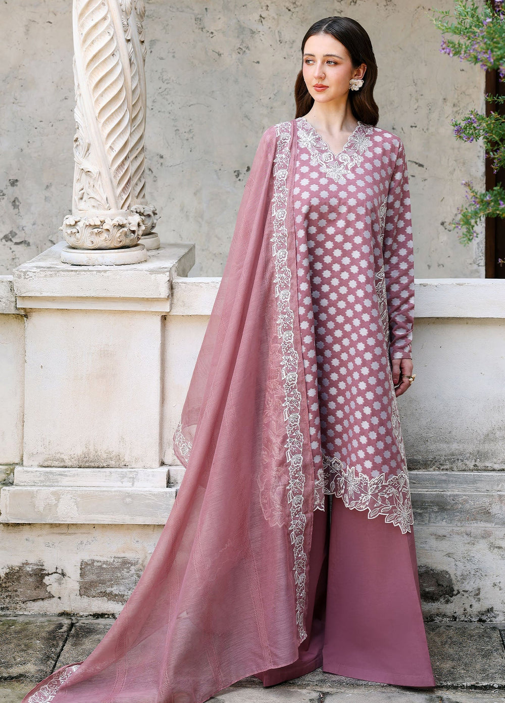 Cross Stitch Unstitched Embroidered Lawn 3 Piece Suit CS26ULE Ash Rose - Eid Collection