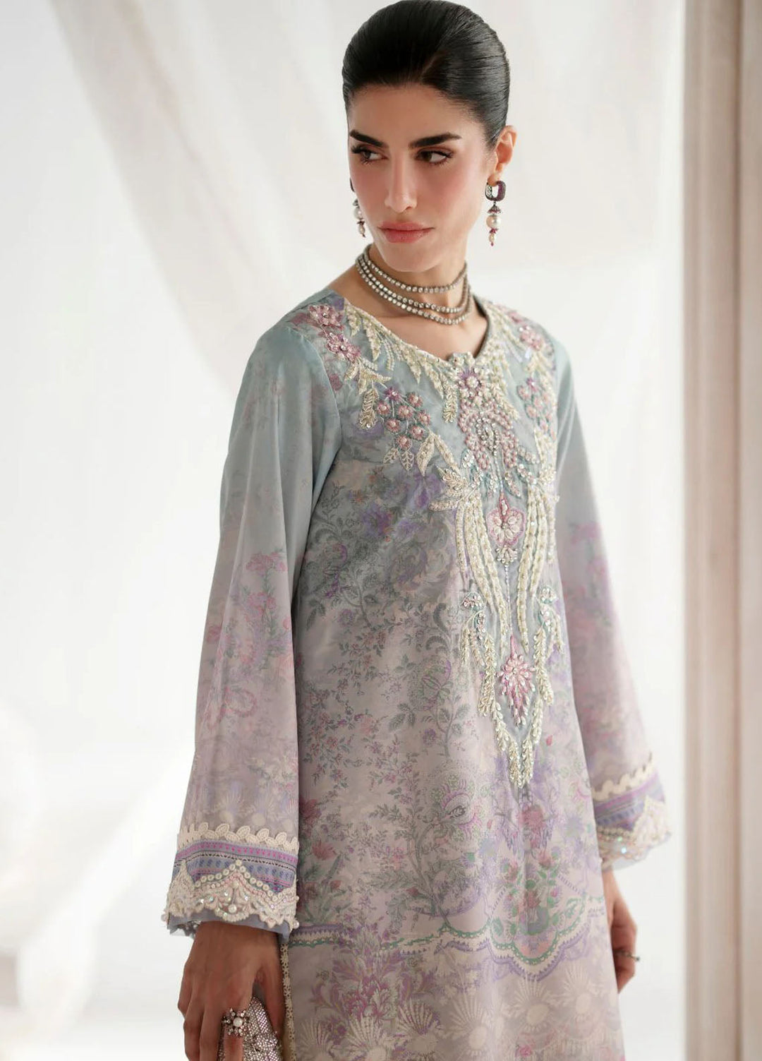 Garden Whisper by Ajr couture Embroidered Silk Suits Unstitched 3 Piece AJR25GWAJR-PS-07 Evara - Formals Collection