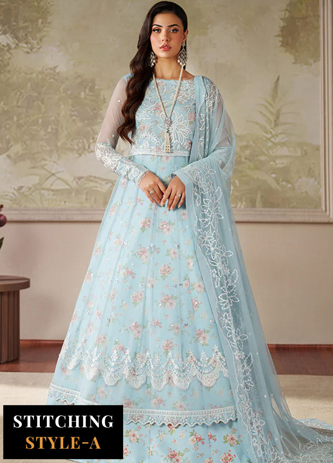 Zarif Embroidered Net Suits Unstitched 3 Piece ZR25UF ZRF-ZPE-02 Aroosh - Formals Collection