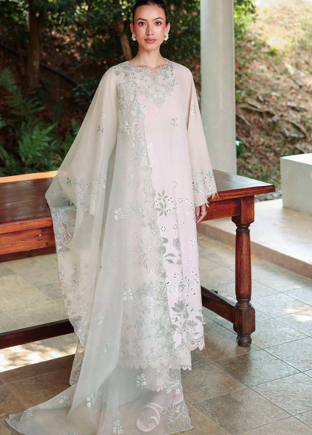Cross Stitch Unstitched Embroidered Lawn 3 Piece Suit CS26ULE Pearl Sage - Eid Collection