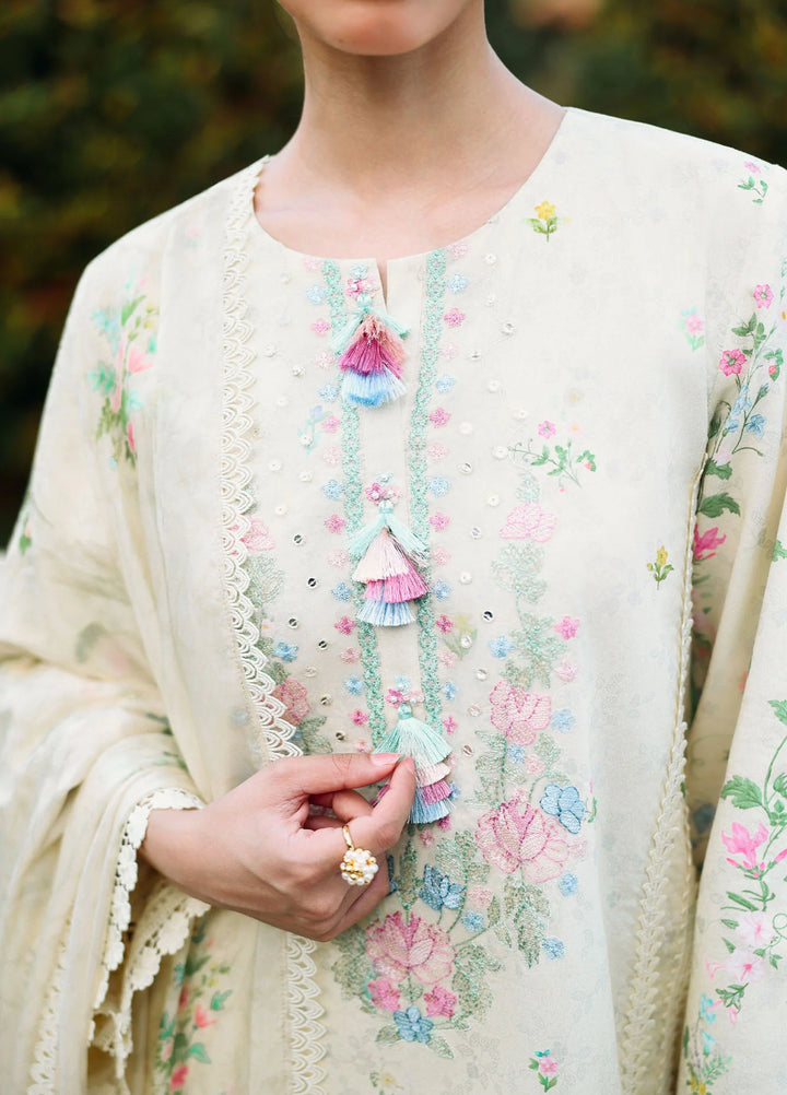 Cross Stitch Unstitched Embroidered Lawn 3 Piece Suit CS26ULE Tropic Mist - Eid Collection