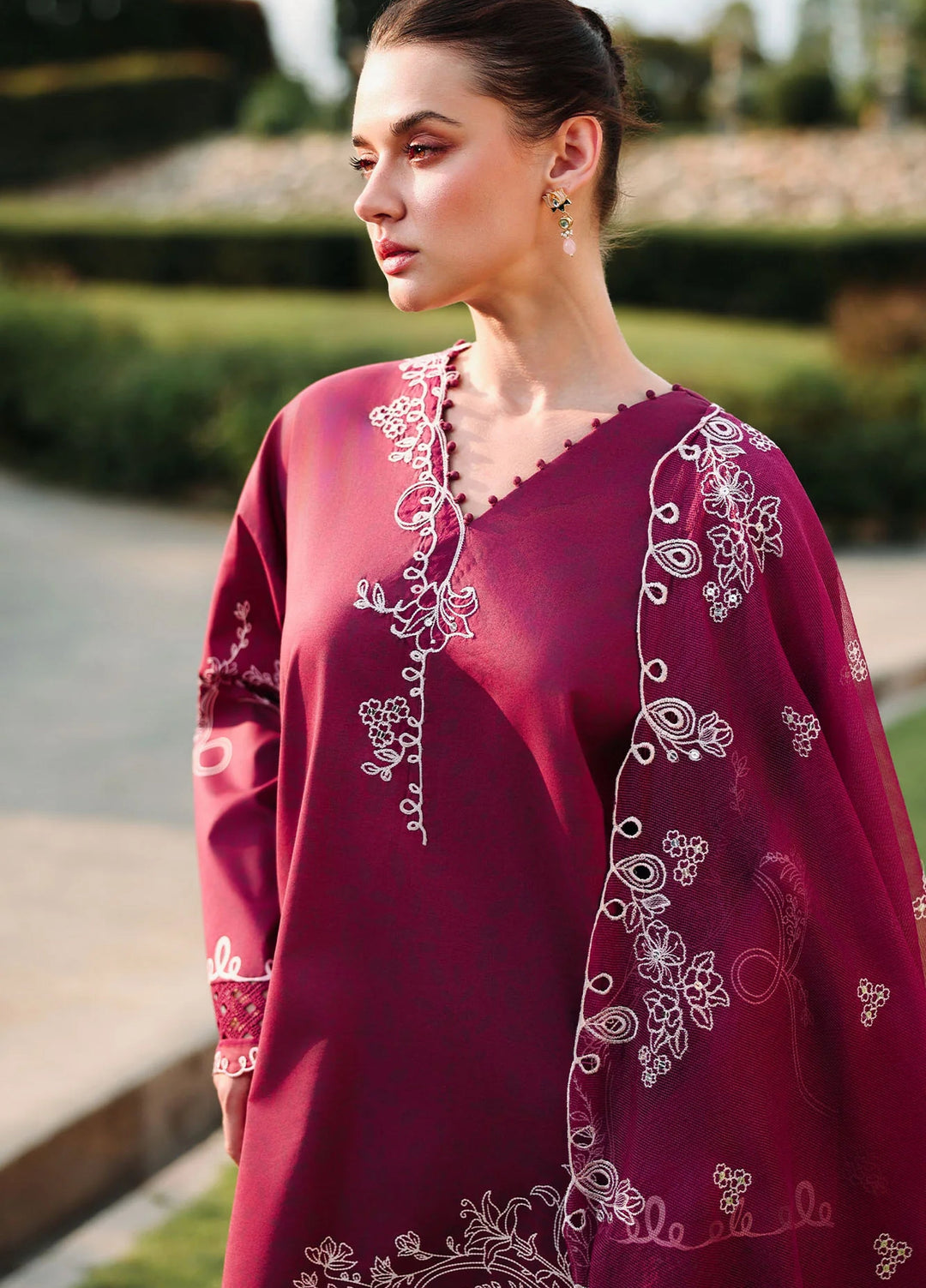 Cross Stitch Unstitched Embroidered Lawn 3 Piece Suit CS26ULE Plum Essence - Eid Collection