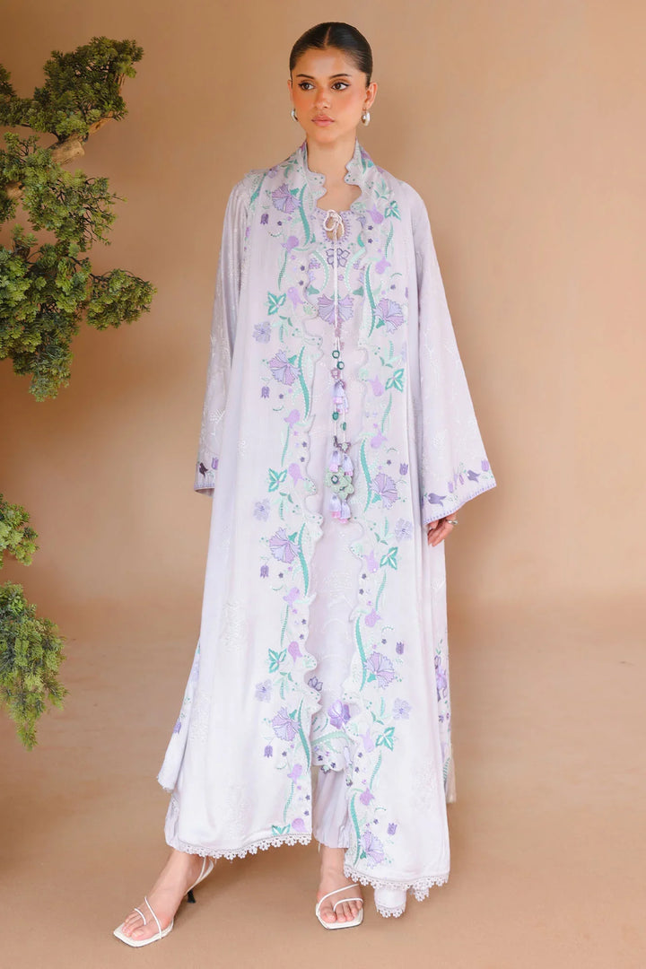 Cross Stitch Unstitched Embroidered Cotton Satin 3 Piece Suit CS26UCS Mauve Tint - Casual Collection