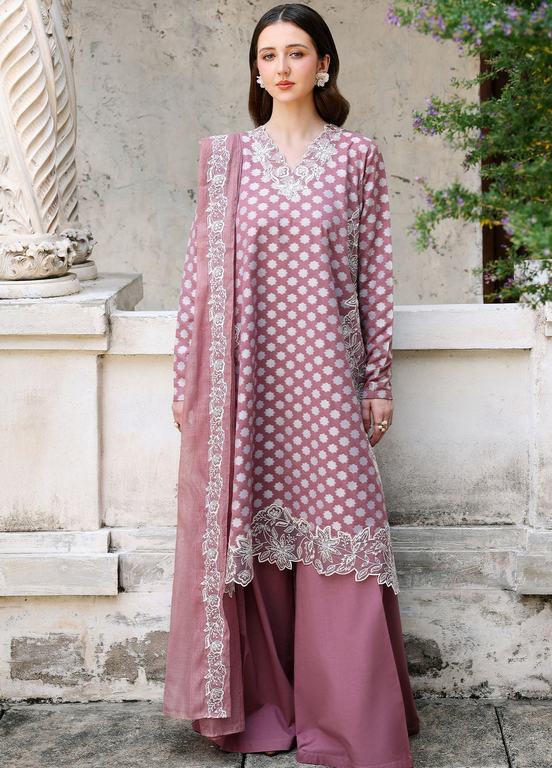 Cross Stitch Unstitched Embroidered Lawn 3 Piece Suit CS26ULE Ash Rose - Eid Collection