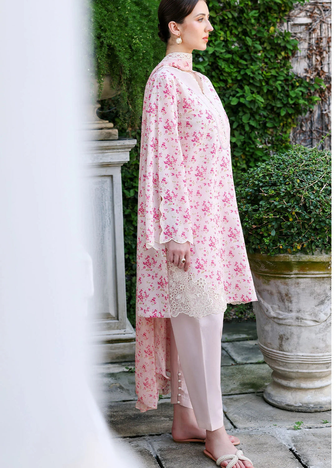 Cross Stitch Unstitched Embroidered Lawn 3 Piece Suit CS26ULE Peach Sprinkle - Eid Collection