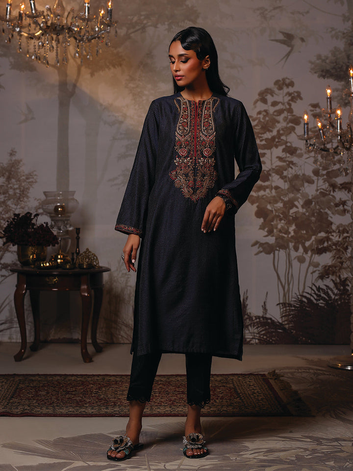 Salitex Women Embroidered Yarn Dyed 1 Piece Shirt WRTSBA23AL06 - Winter Collection