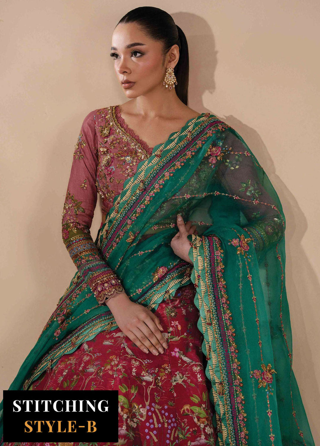 Lilianne by Republic Womenswear Embroidered Raw Silk Suits Unstitched 3 Piece RW25LW D-07 Floriane - Wedding Collection