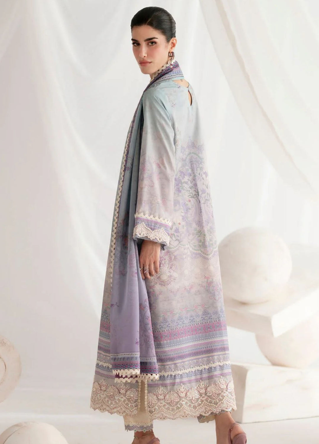 Garden Whisper by Ajr couture Embroidered Silk Suits Unstitched 3 Piece AJR25GWAJR-PS-07 Evara - Formals Collection