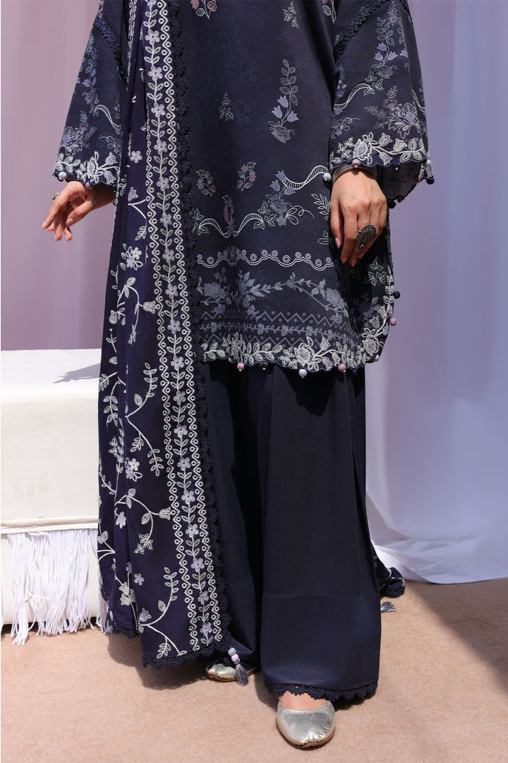 Cross Stitch Unstitched Printed Marina 3 Piece Suit CS26UW Iris Breeze - Winter Collection