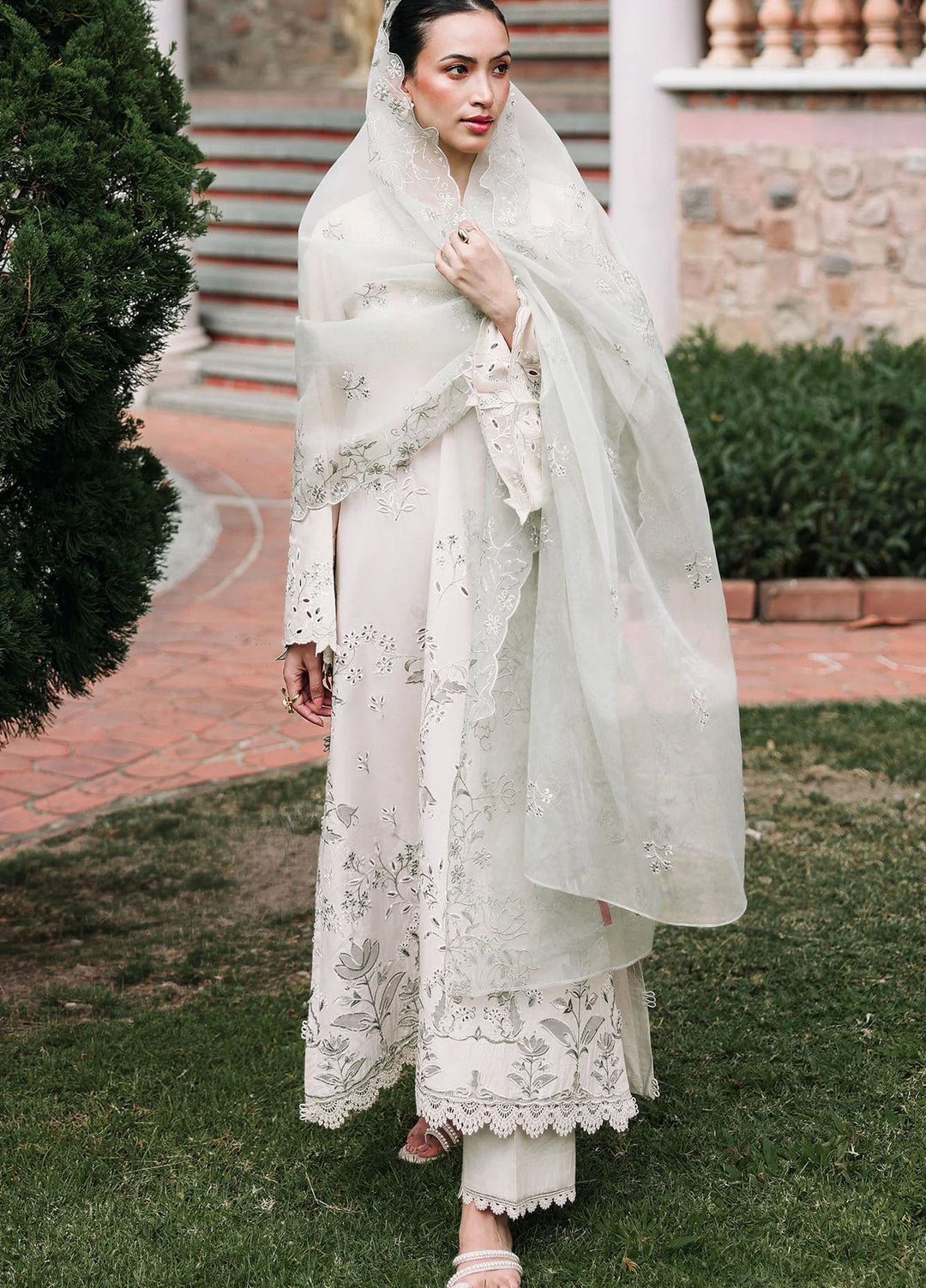 Cross Stitch Unstitched Embroidered Lawn 3 Piece Suit CS26ULE Pearl Sage - Eid Collection