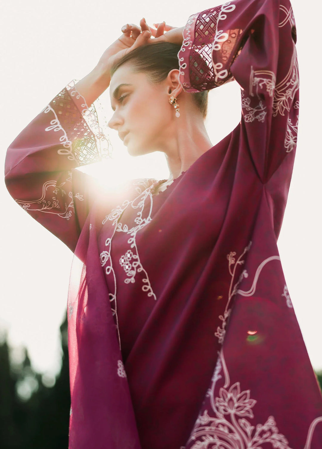 Cross Stitch Unstitched Embroidered Lawn 3 Piece Suit CS26ULE Plum Essence - Eid Collection