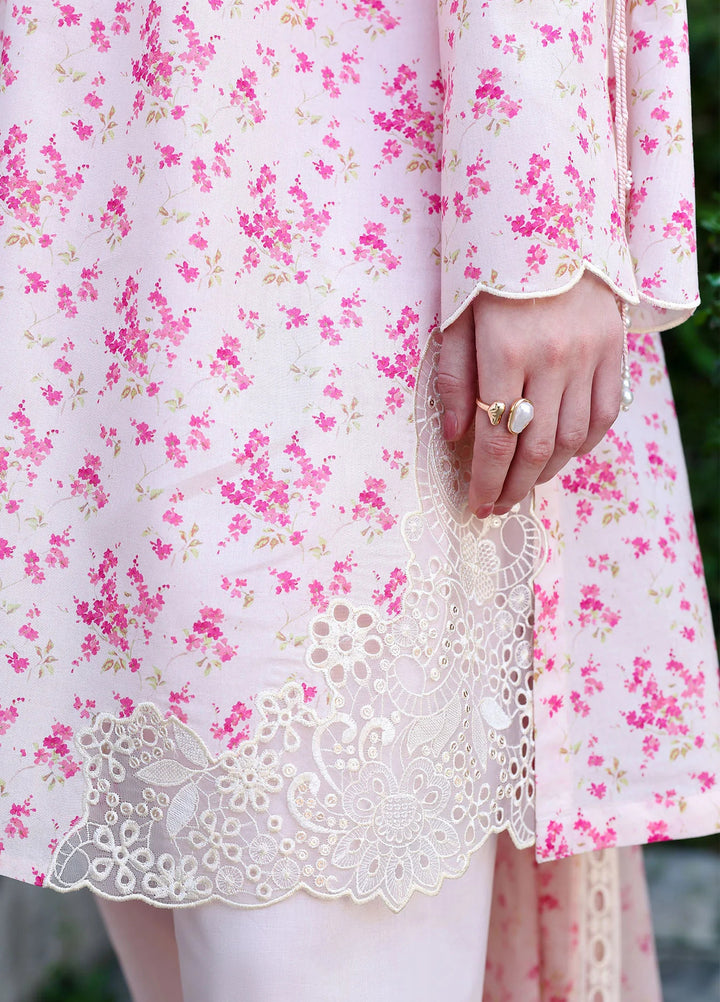 Cross Stitch Unstitched Embroidered Lawn 3 Piece Suit CS26ULE Peach Sprinkle - Eid Collection