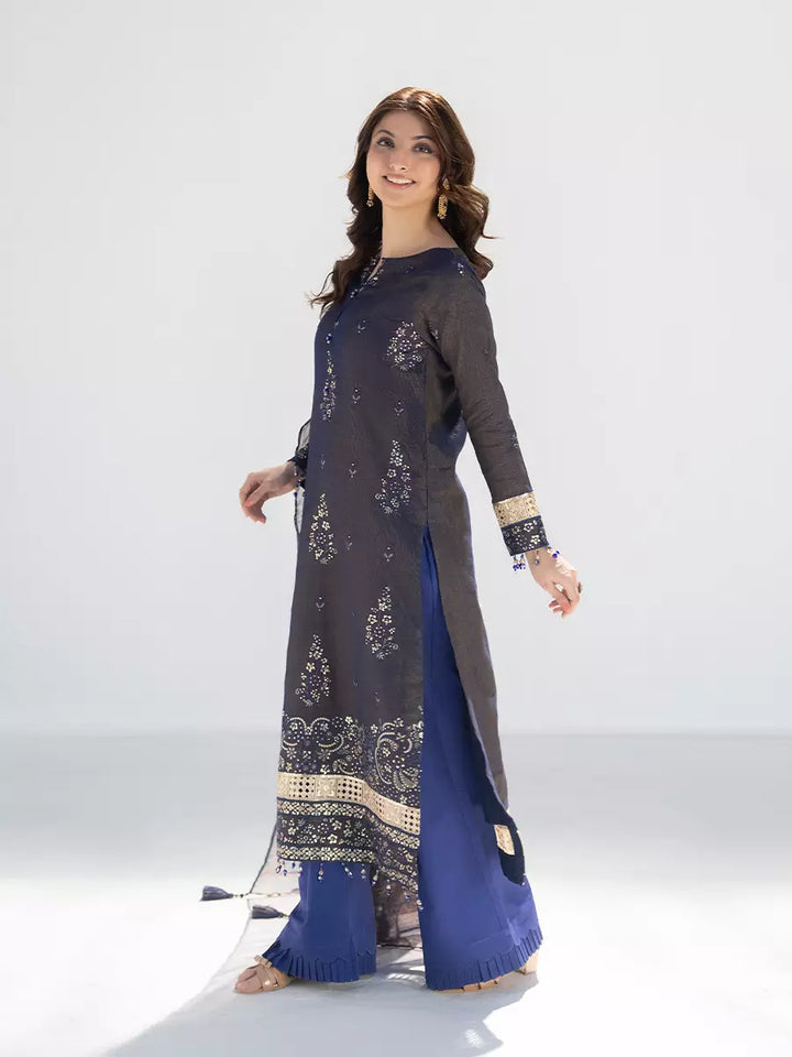 Salitex Unstitched Embroidered Cotton Silk 3 Piece Suit SUNW7NO118 - Festive Collection