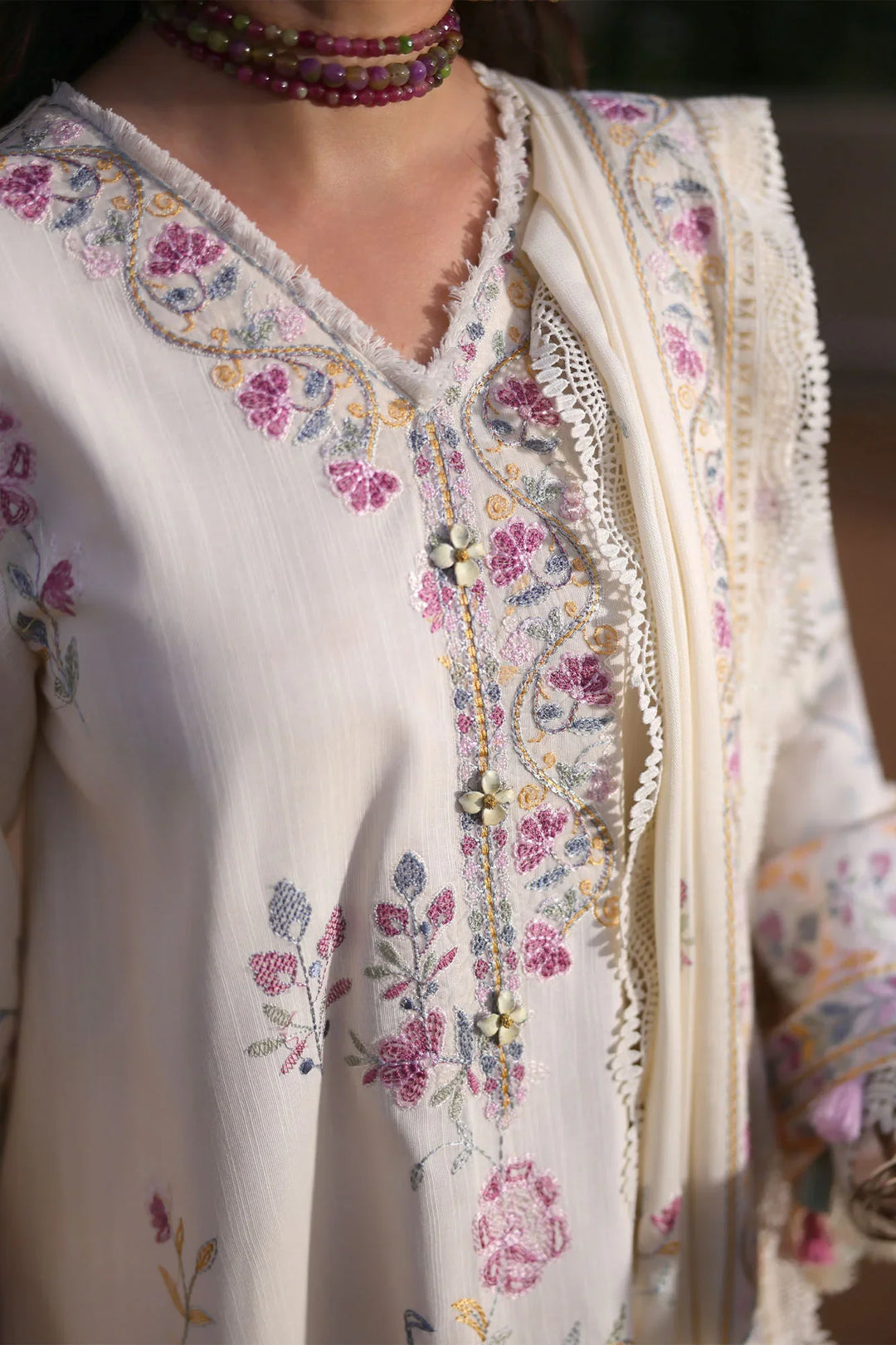 Cross Stitch Unstitched Embroidered Khaddar 3 Piece Suit CS26UW Alabaster Bloom - Winter Collection