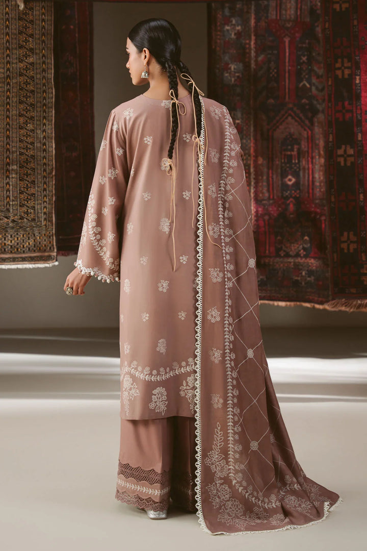 Cross Stitch Unstitched Printed Linen 3 Piece Suit CS26UW Cocoa Musk - Winter Collection