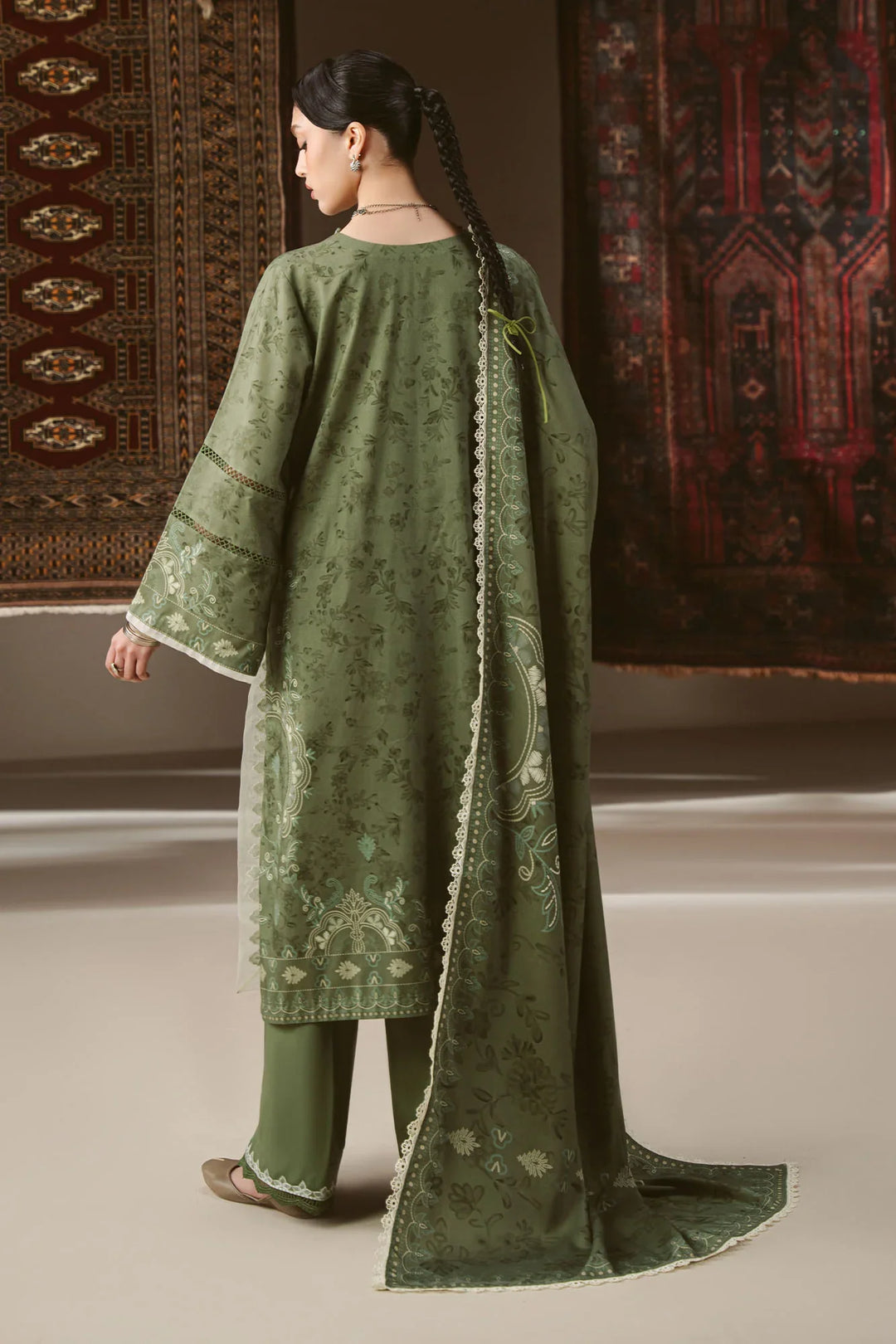 Cross Stitch Unstitched Printed Marina 3 Piece Suit CS26UW Forest Stitch  - Winter Collection