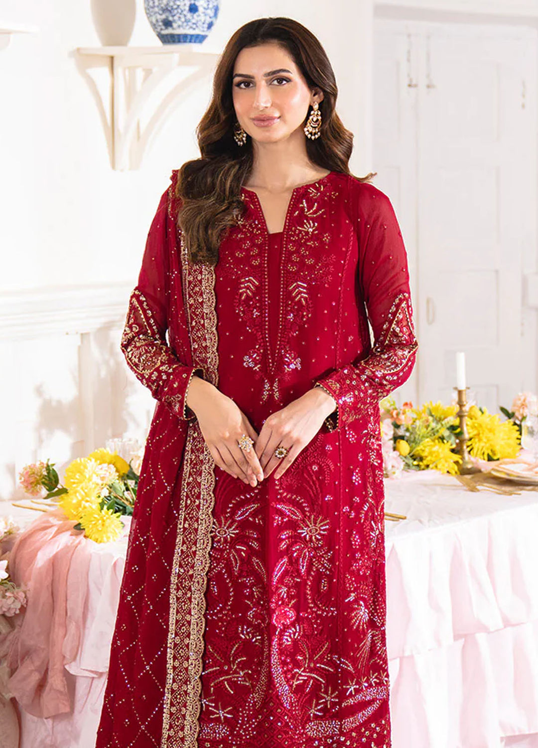 Dastaan by Neeshay Embroidered Chiffon Suits Unstitched 3 Piece NSH25DU Gulzaib - Formals Collection