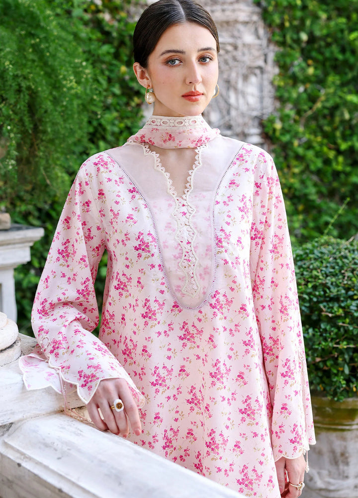 Cross Stitch Unstitched Embroidered Lawn 3 Piece Suit CS26ULE Peach Sprinkle - Eid Collection